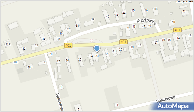 Krzyżowice, Krzyżowice, 23, mapa Krzyżowice