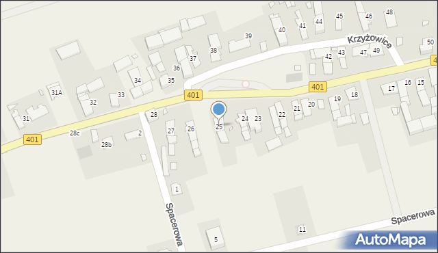 Krzyżowice, Krzyżowice, 25, mapa Krzyżowice