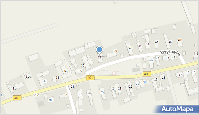 Krzyżowice, Krzyżowice, 38, mapa Krzyżowice