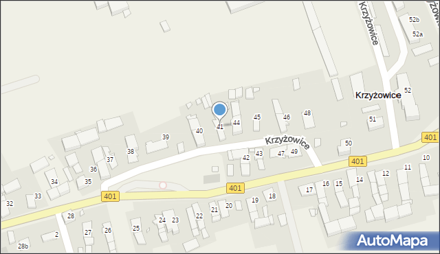 Krzyżowice, Krzyżowice, 41, mapa Krzyżowice