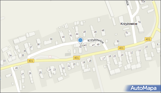 Krzyżowice, Krzyżowice, 42, mapa Krzyżowice