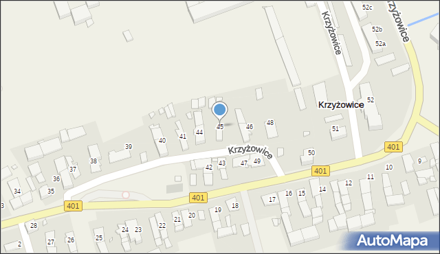 Krzyżowice, Krzyżowice, 45, mapa Krzyżowice