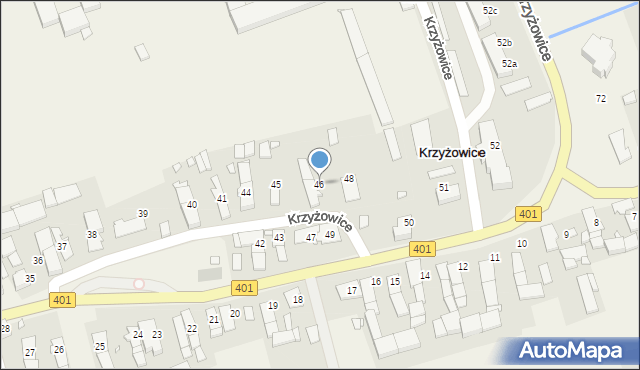 Krzyżowice, Krzyżowice, 46, mapa Krzyżowice