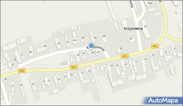 Krzyżowice, Krzyżowice, 47a, mapa Krzyżowice