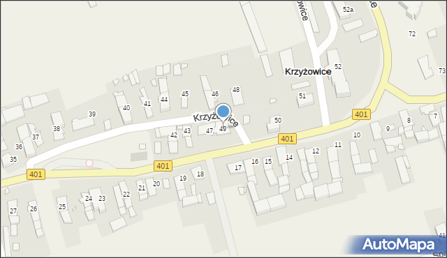 Krzyżowice, Krzyżowice, 49, mapa Krzyżowice