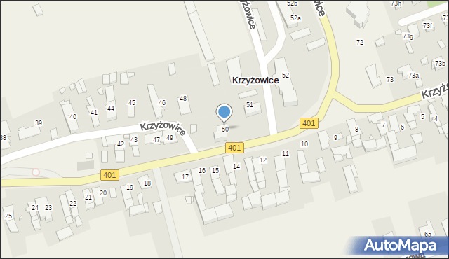 Krzyżowice, Krzyżowice, 50, mapa Krzyżowice