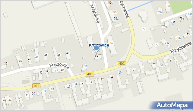 Krzyżowice, Krzyżowice, 51, mapa Krzyżowice