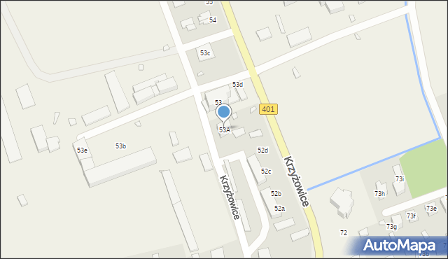 Krzyżowice, Krzyżowice, 53A, mapa Krzyżowice