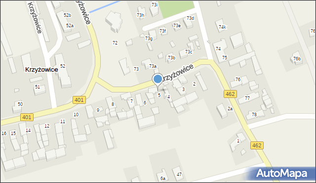 Krzyżowice, Krzyżowice, 5a, mapa Krzyżowice