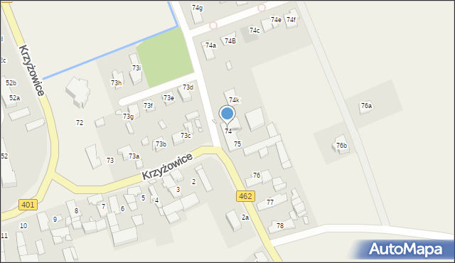 Krzyżowice, Krzyżowice, 74, mapa Krzyżowice