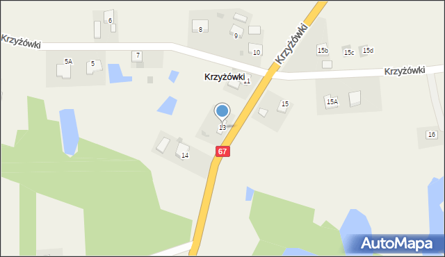 Krzyżówki, Krzyżówki, 13, mapa Krzyżówki