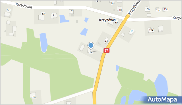 Krzyżówki, Krzyżówki, 14, mapa Krzyżówki