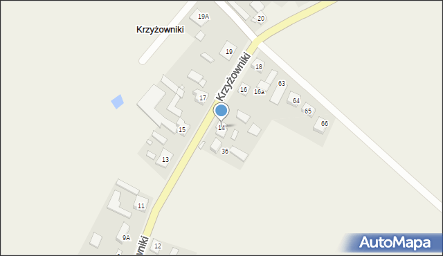 Krzyżowniki, Krzyżowniki, 14, mapa Krzyżowniki