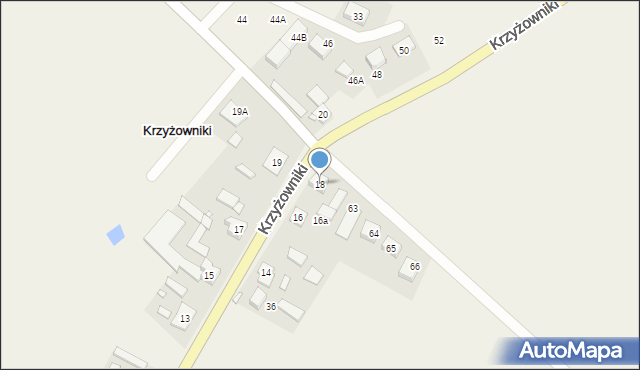 Krzyżowniki, Krzyżowniki, 18, mapa Krzyżowniki