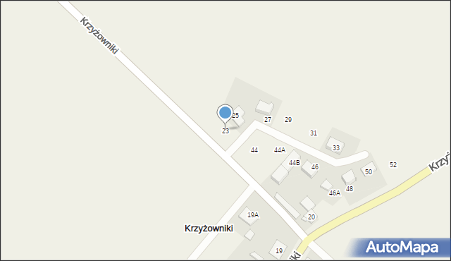 Krzyżowniki, Krzyżowniki, 23, mapa Krzyżowniki