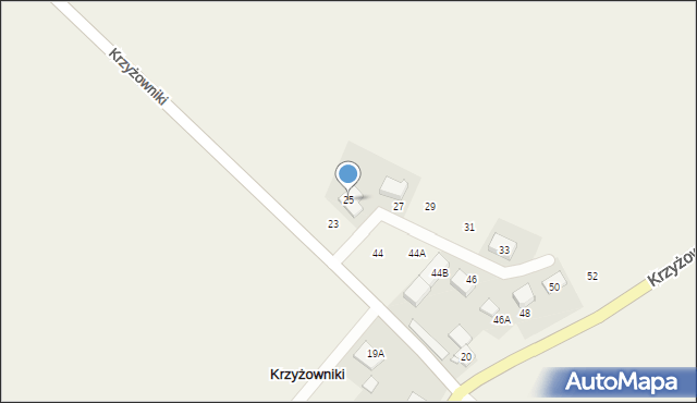 Krzyżowniki, Krzyżowniki, 25, mapa Krzyżowniki