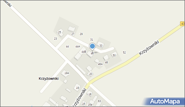 Krzyżowniki, Krzyżowniki, 46, mapa Krzyżowniki