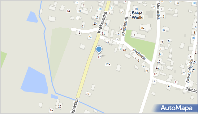 Książ Wielki, Krakowska, 17, mapa Książ Wielki