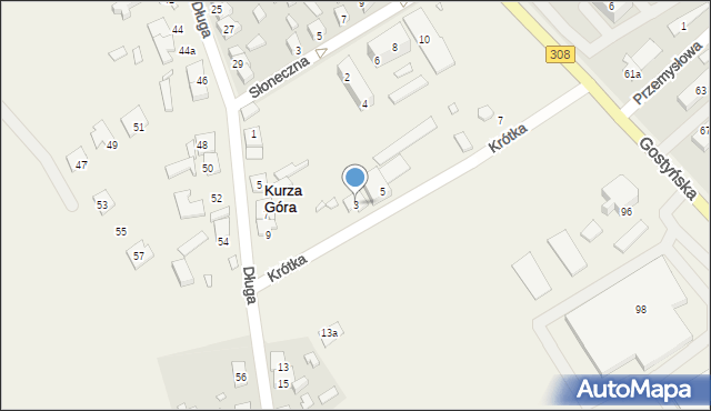 Kurza Góra, Krótka, 3, mapa Kurza Góra