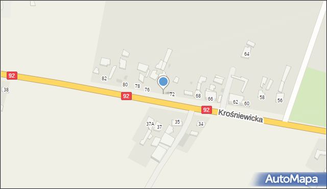 Kutno, Krośniewicka, 72a, mapa Kutno