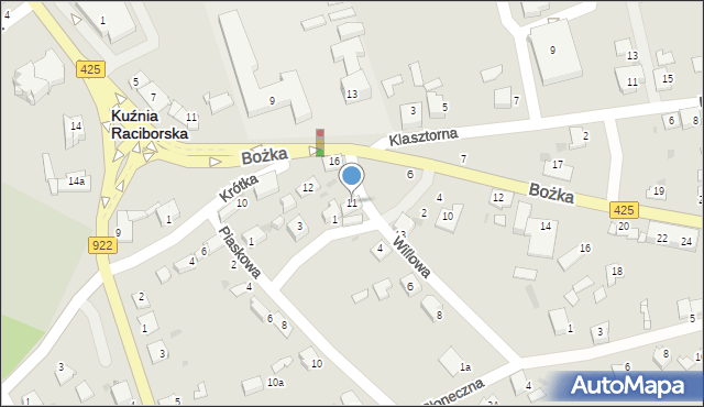 Kuźnia Raciborska, Krótka, 11, mapa Kuźnia Raciborska