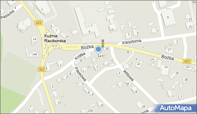 Kuźnia Raciborska, Krótka, 14, mapa Kuźnia Raciborska