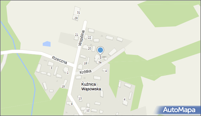 Kuźnica Wąsowska, Krótka, 1, mapa Kuźnica Wąsowska