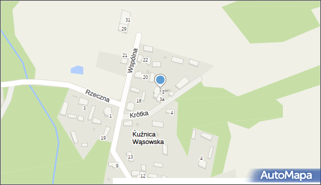 Kuźnica Wąsowska, Krótka, 3, mapa Kuźnica Wąsowska