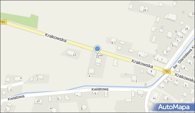 Kwaczała, Krakowska, 11, mapa Kwaczała