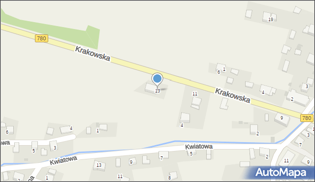 Kwaczała, Krakowska, 13, mapa Kwaczała