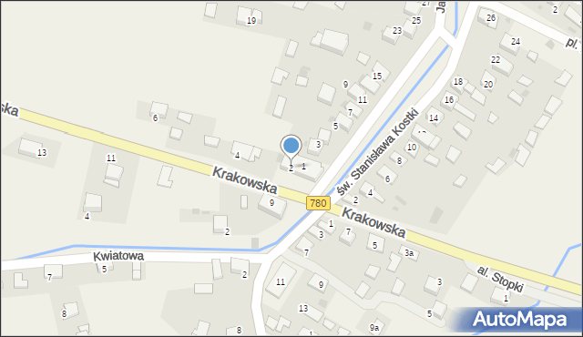 Kwaczała, Krakowska, 2, mapa Kwaczała