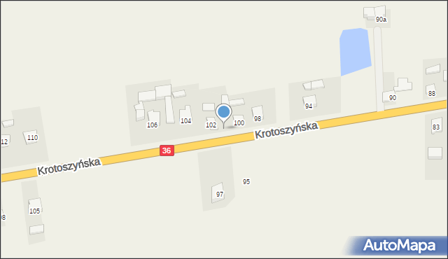 Łąkociny, Krotoszyńska, 100a, mapa Łąkociny