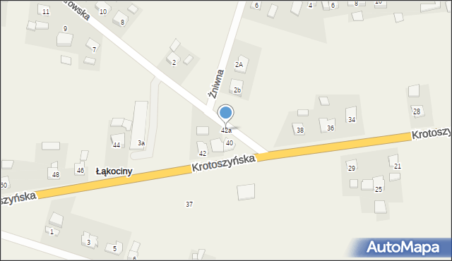 Łąkociny, Krotoszyńska, 42a, mapa Łąkociny