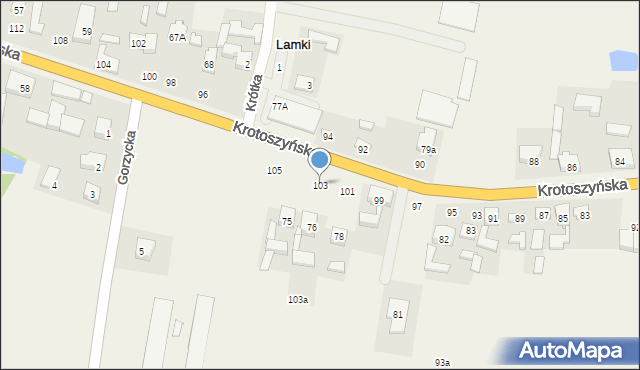 Lamki, Krotoszyńska, 103, mapa Lamki