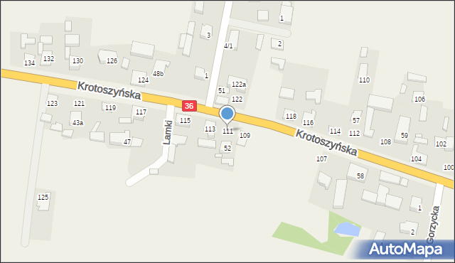 Lamki, Krotoszyńska, 111, mapa Lamki