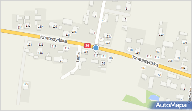 Lamki, Krotoszyńska, 113, mapa Lamki