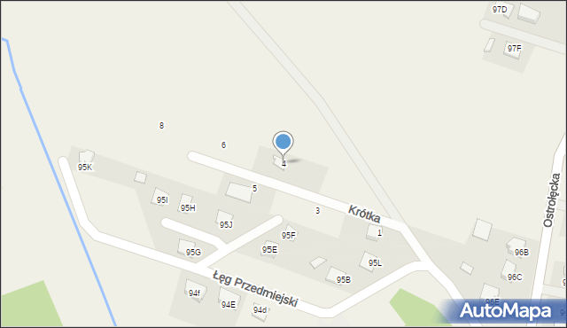 Łęg Przedmiejski, Krótka, 4, mapa Łęg Przedmiejski