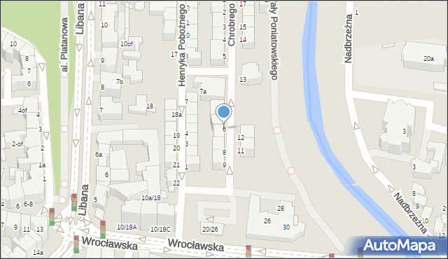 Legnica, Króla Bolesława Chrobrego, 6, mapa Legnicy