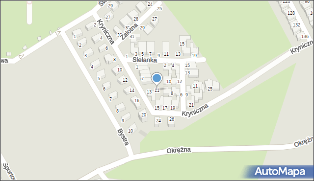 Legnica, Kryniczna, 11, mapa Legnicy