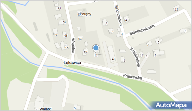Łękawica, Krakowska, 11, mapa Łękawica