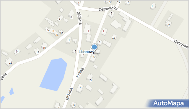 Lichnowy, Krótka, 5a, mapa Lichnowy