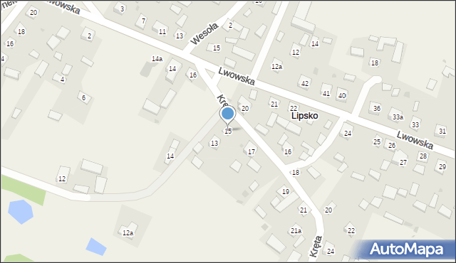 Lipsko, Kręta, 15, mapa Lipsko