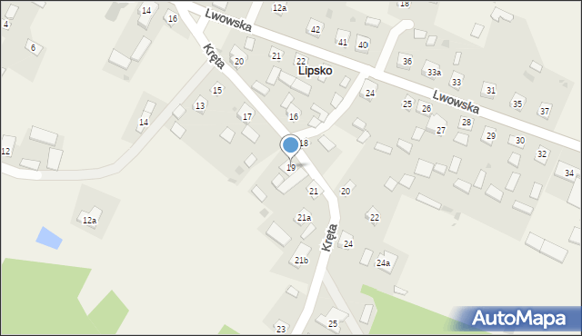 Lipsko, Kręta, 19, mapa Lipsko