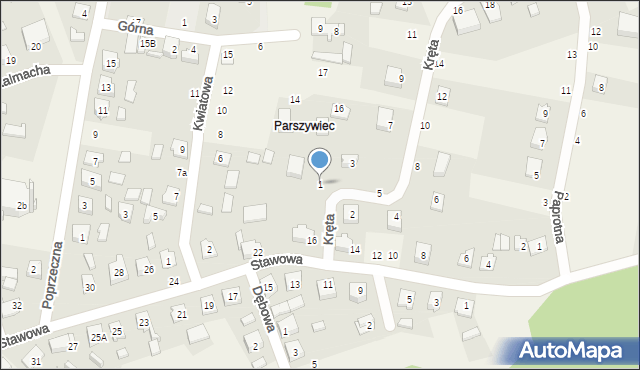 Lisów, Kręta, 1, mapa Lisów