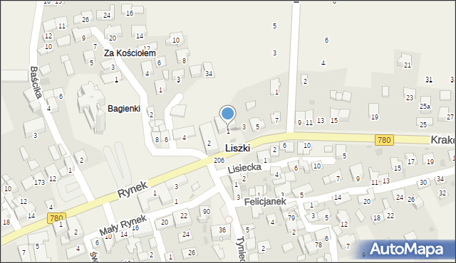 Liszki, Krakowska, 1, mapa Liszki