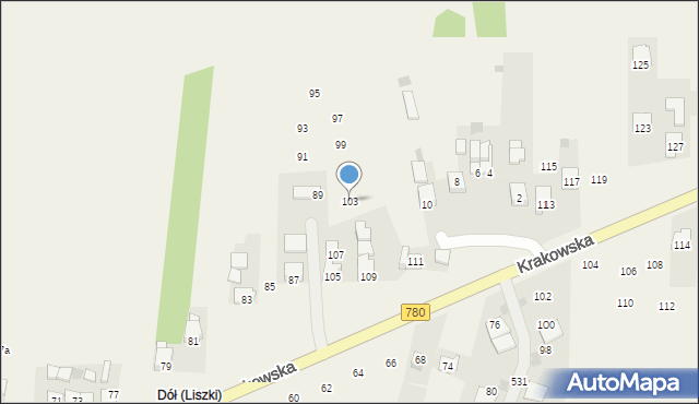 Liszki, Krakowska, 103, mapa Liszki