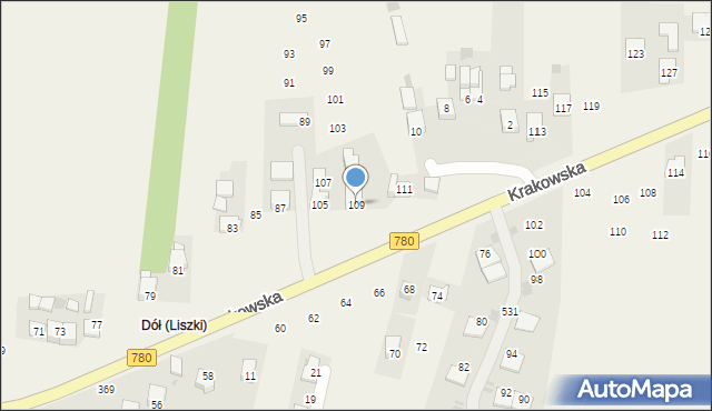 Liszki, Krakowska, 109, mapa Liszki