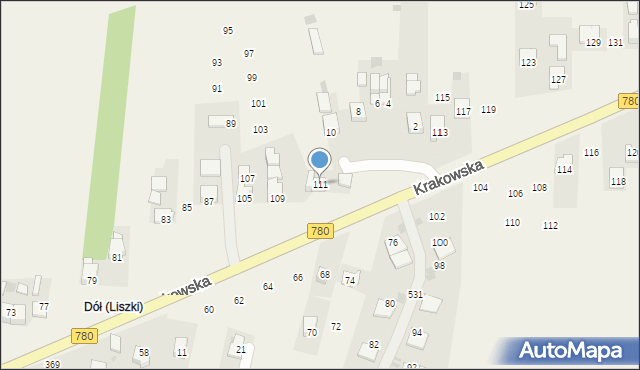 Liszki, Krakowska, 111, mapa Liszki