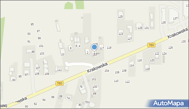 Liszki, Krakowska, 113, mapa Liszki