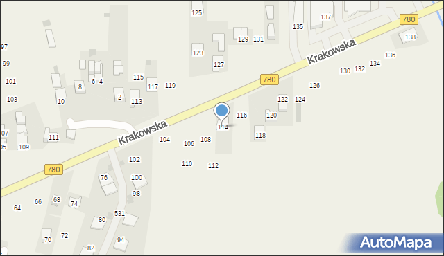Liszki, Krakowska, 114, mapa Liszki
